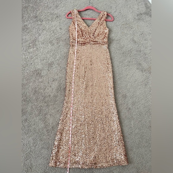 Badgley Mischka Rose Gold Sequin Dress - Picture 6 of 7